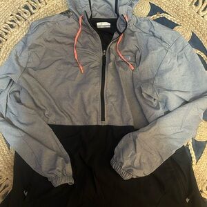 Columbia Black and Gray Hooded Jacket with Pink Trim